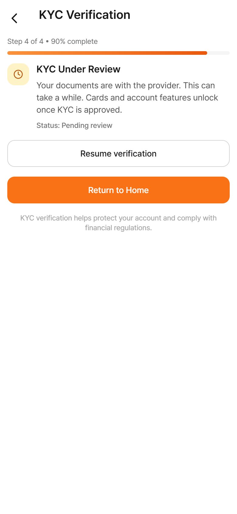 KYC Under Review (검토 중)