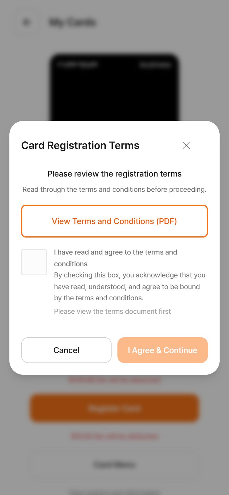 Card Registration Terms (등록 약관)
