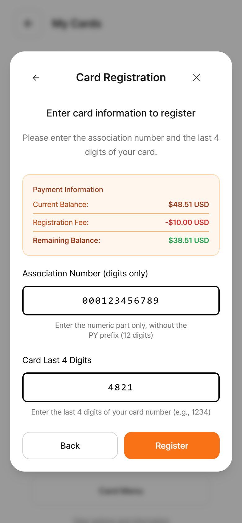 Card Registration (카드 등록)