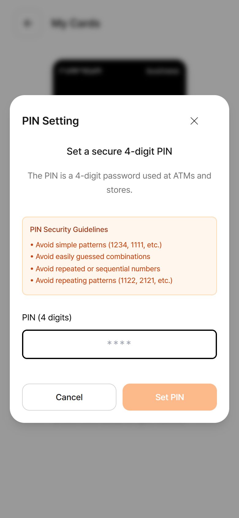 PIN Setting (PIN 설정)