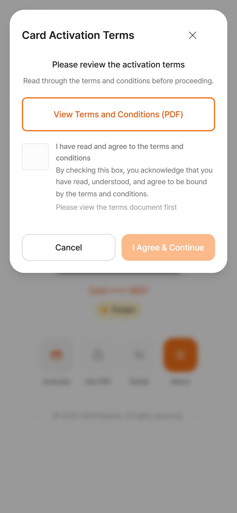 Card Activation Terms (활성화 약관)
